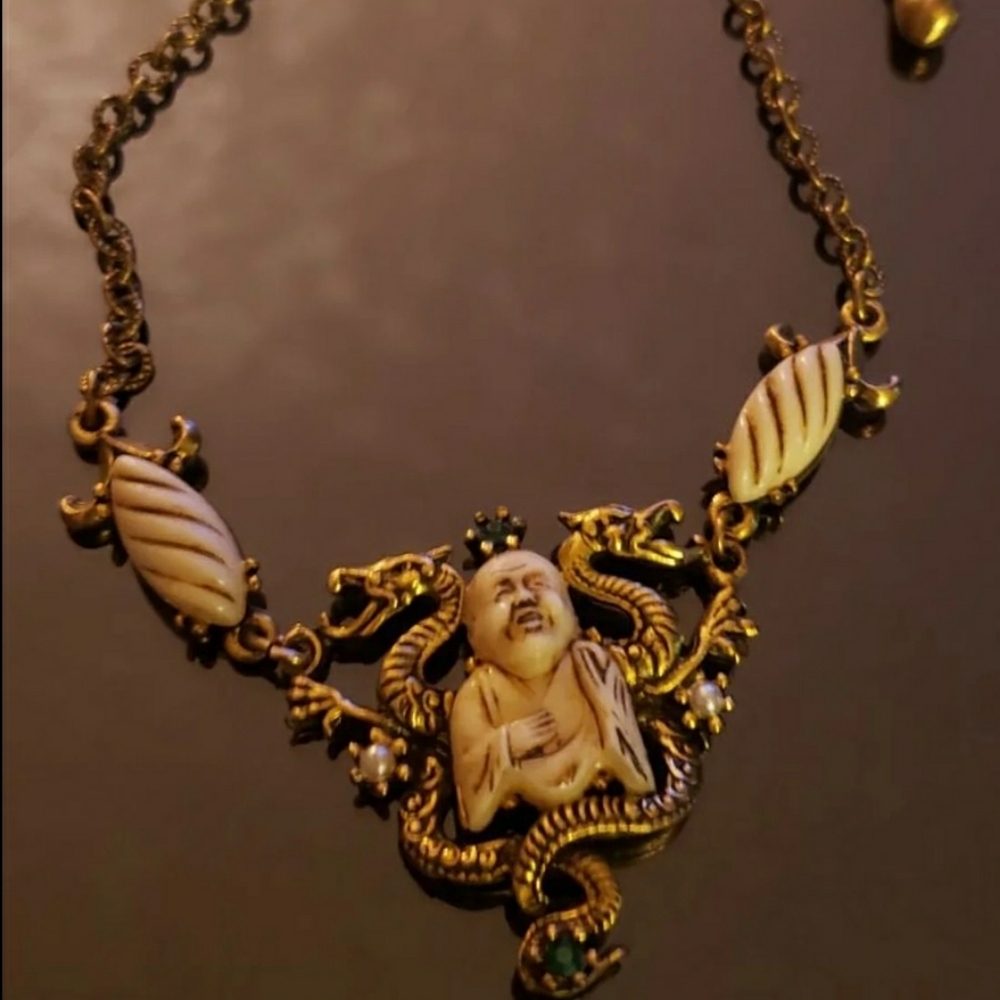 Vintage Huge Rare ESCADA Buddha necklace